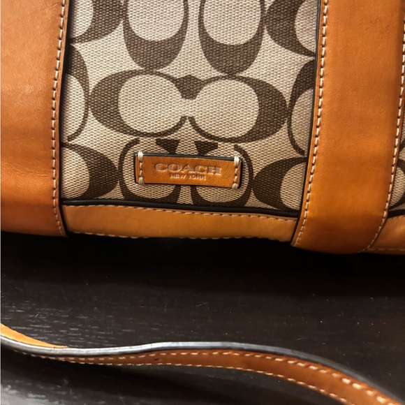 Coach Brown and Tan Signature Satchel - Picture 2 of 12
